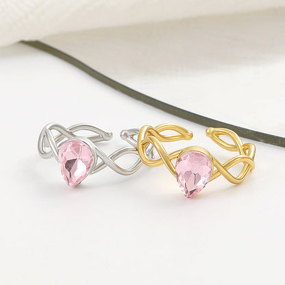 Fashion Personality Pink Zircon Opening Index Finger Rings