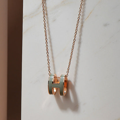 Version Clavicle Chain Enamel Letter Female Oval Rose Gold Necklaces