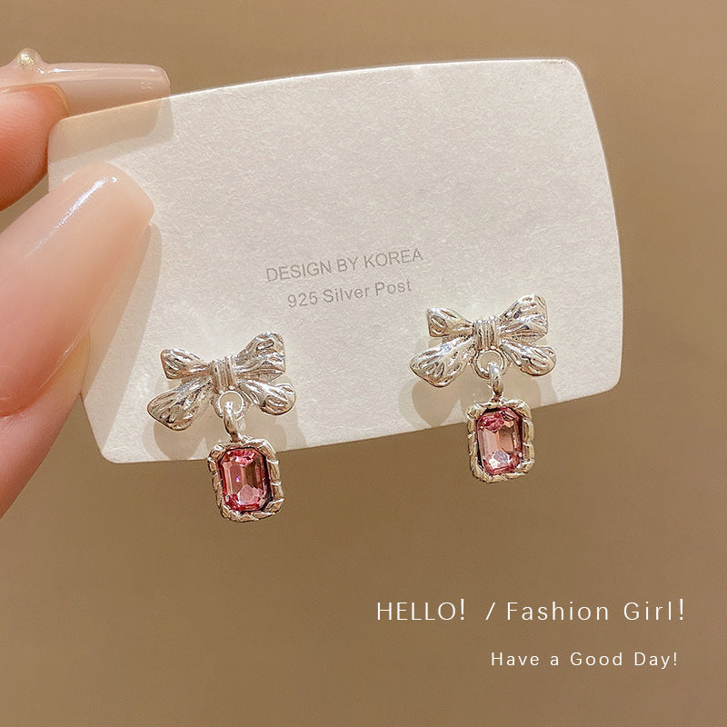 Women's Super Shiny Fresh Sweet Bow Rhinestone Fashion Earrings