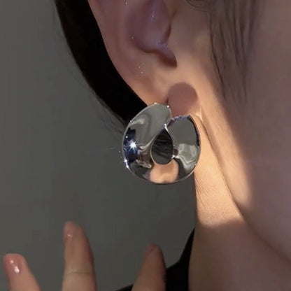 Glossy Round Ear Clip Temperament Cold Earrings