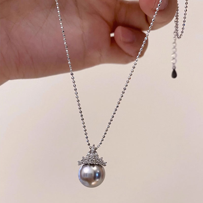 Women's Ice Queen Sier Pearl Design Clavicle Chain High Necklaces