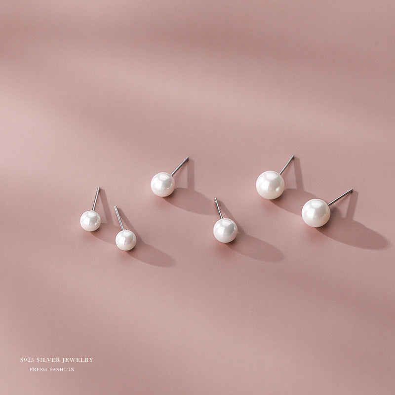 Women's Pearl Sterling Sier Korean Style Simple Earrings