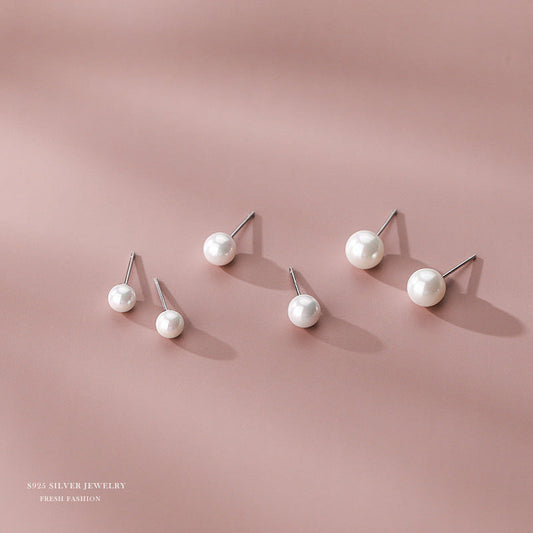 Women's Pearl Sterling Sier Korean Style Simple Earrings