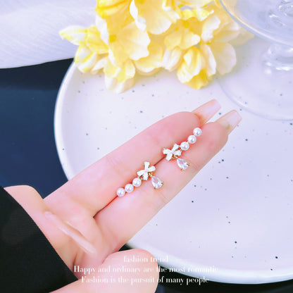 Pearl Bow Light Luxury Super Fairy Zircon Rings