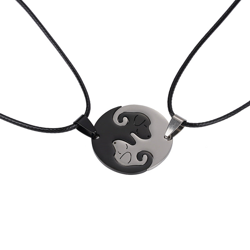 Women's & Men's Steel Dog Couple Sweater Chain Pendant Necklaces