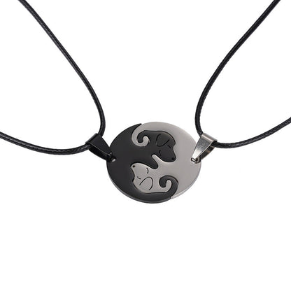 Women's & Men's Steel Dog Couple Sweater Chain Pendant Necklaces
