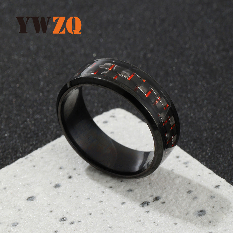 Men's Stainless Steel Ornament Simple Carbon Fiber Multicolor Rings