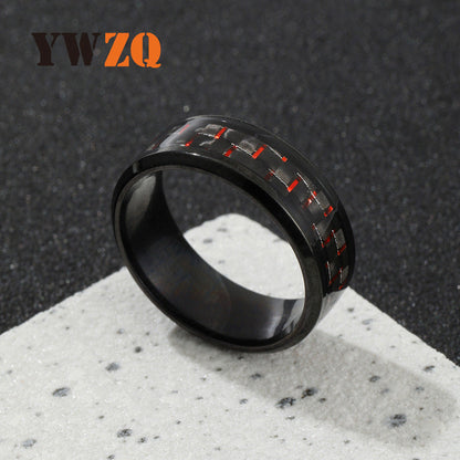 Men's Stainless Steel Ornament Simple Carbon Fiber Multicolor Rings