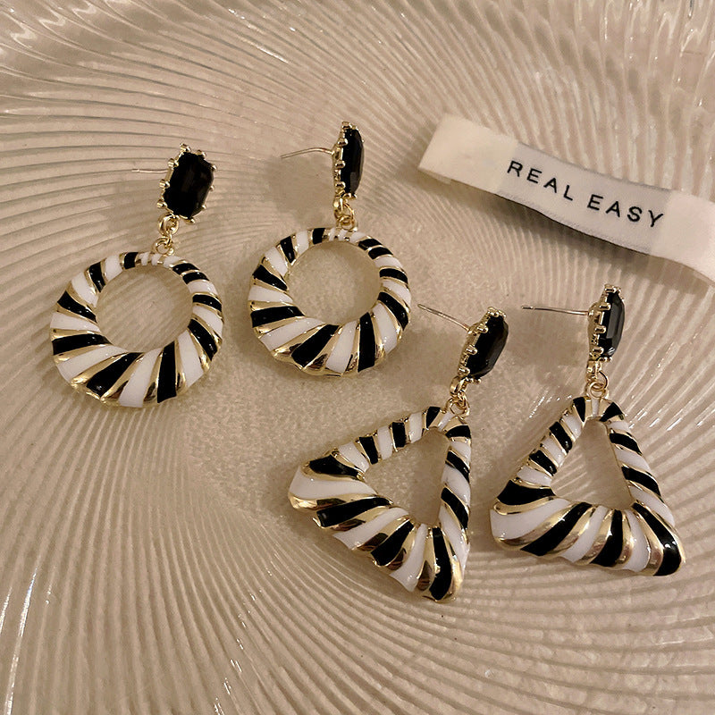 Geometry Black And White Striped Fashion Earrings