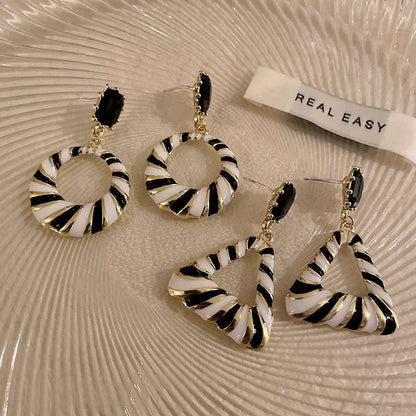 Geometry Black And White Striped Fashion Earrings