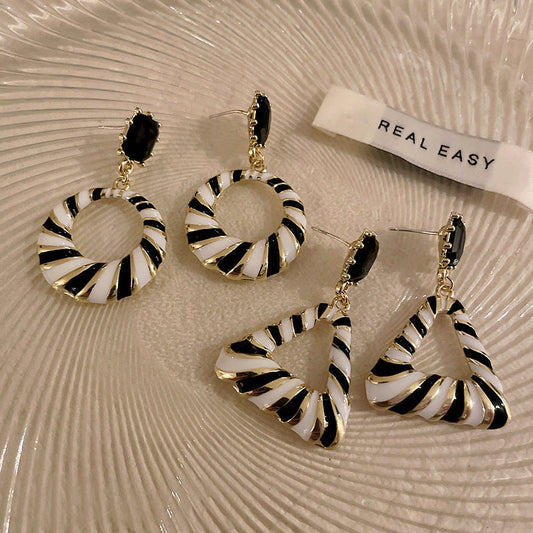 Geometry Black And White Striped Fashion Earrings