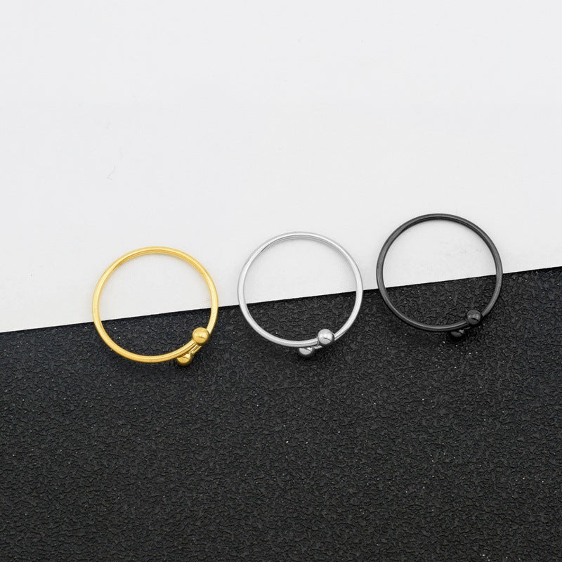 Women's Cold Style Irregular Opening Adjustable Geometric Small Beads Rings