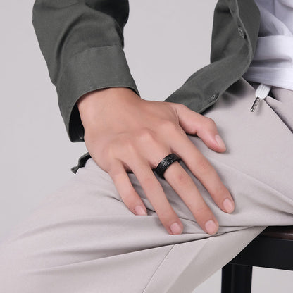 Men's Eye Titanium Steel Rotatable Retro Style Decompression Rings