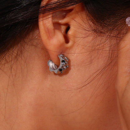 Style Crawler Stitching Two-color Watch Chain Titanium Steel Vacuum Earrings