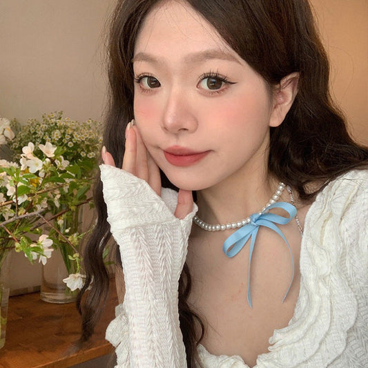 Female Dopamine Elegant Princess Bow Clavicle Necklaces