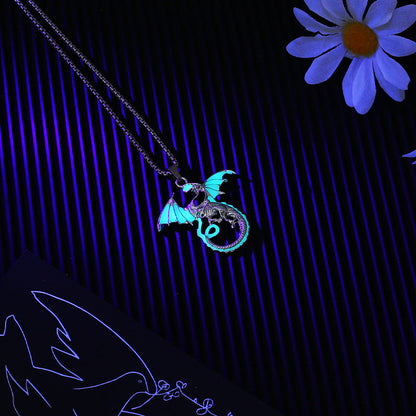 Men's Luminous Flame Dragon Pendant Trendy Fashionable Man Couple Necklaces