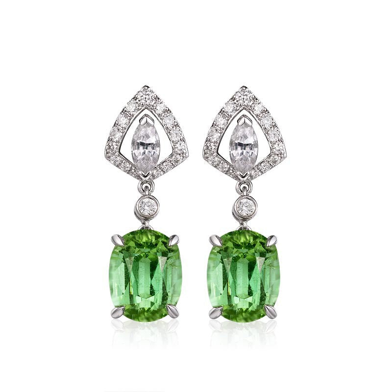 Temperamental Exquisite Imitation Green Tourmaline Fashionable Earrings
