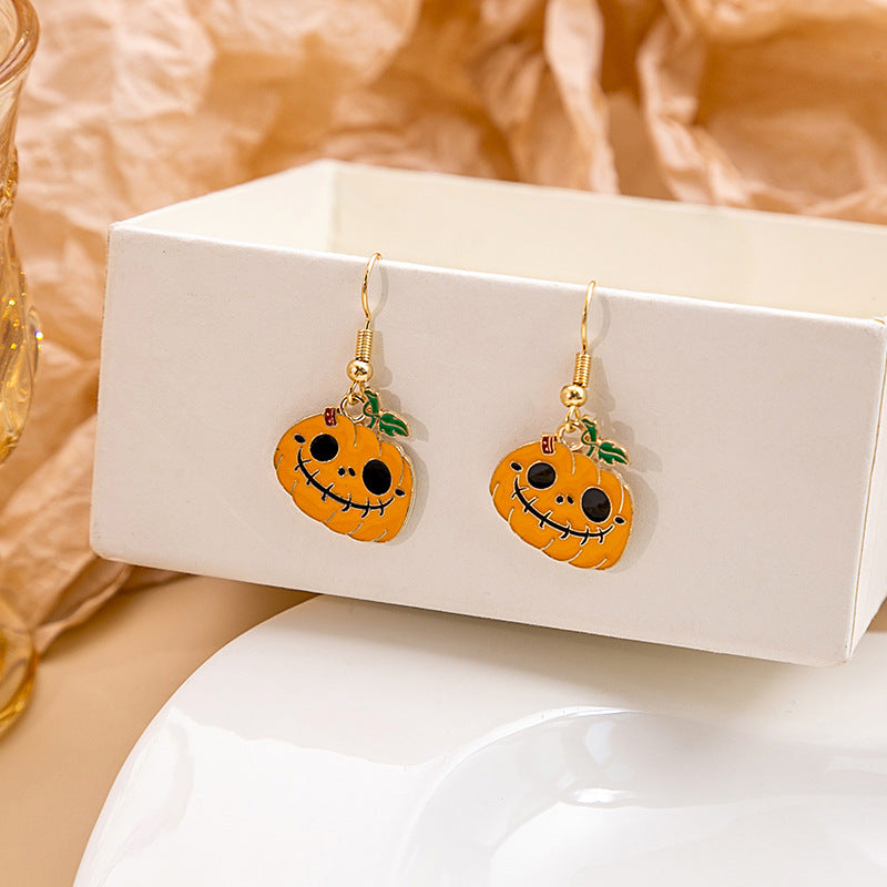 Halloween Bat Pumpkin Funny Horror Skull Eye Beads Earrings