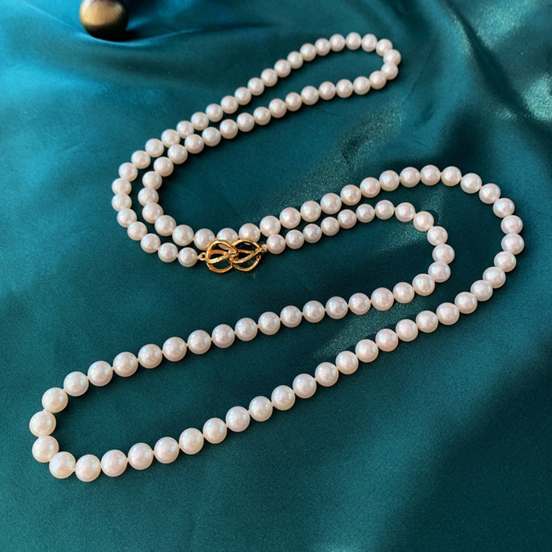 Women's Mother Pearl Long Sweater Chain Beaded Necklaces