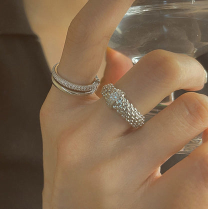 Women's French Vintage Zircon Metal Suit Niche Personality Rings