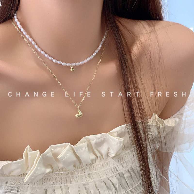 Simplicity Pearl Double Layer Twin Light Necklaces