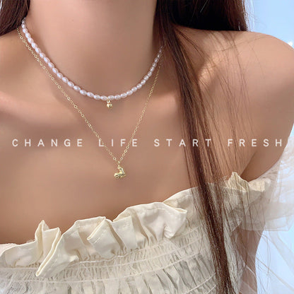 Simplicity Pearl Double Layer Twin Light Necklaces