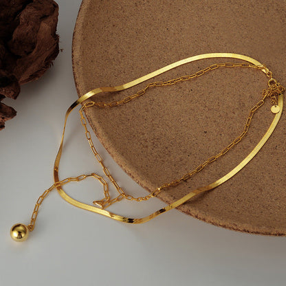 Women's Small Sier Double Layer Blade Chain Long Necklaces