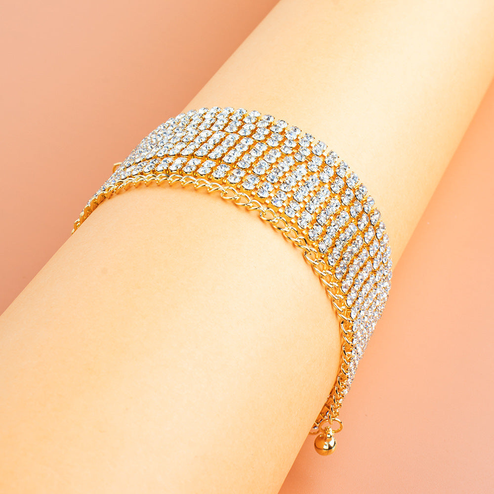 And Double Row Rhinestone Chain Clavicle Necklaces