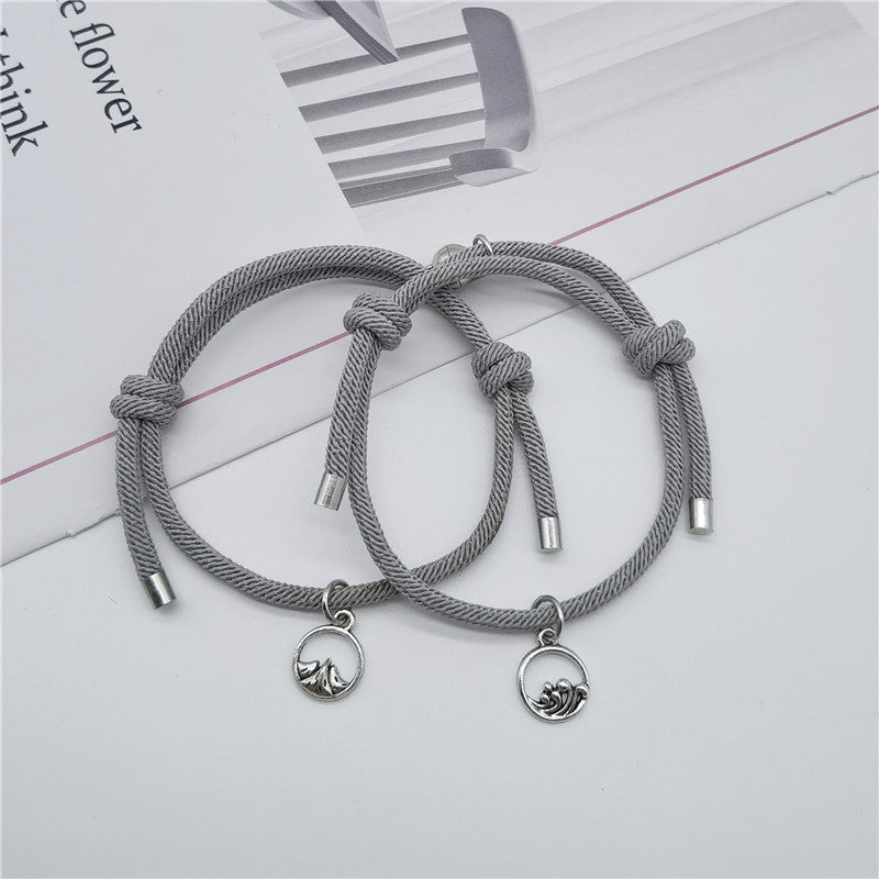 Women's & Men's Of Love Couple Magnet Attract True Pair And Woven Bracelets