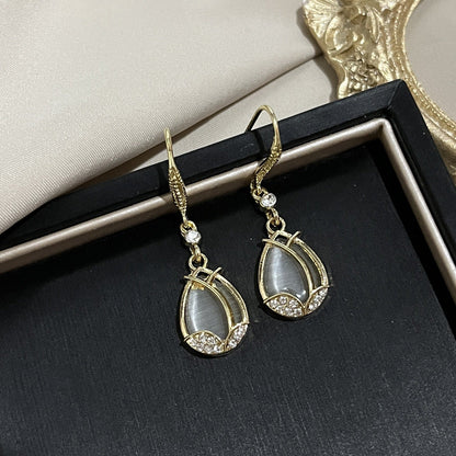 Needle French Opal Simple And Stylish Earrings