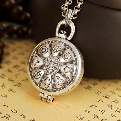 Retro Buddhist Eight Treasures Niche For Statue Necklaces