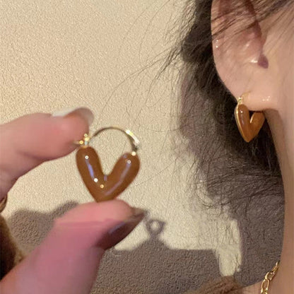 Women's Luxury High-grade White Drip Glazed Love Heart Small Earrings