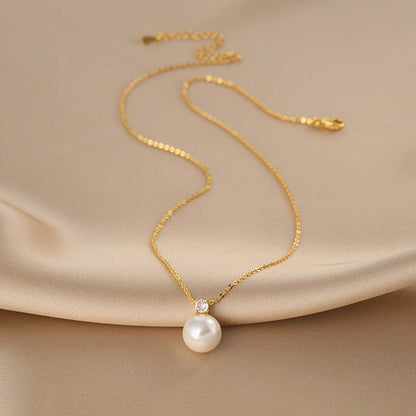 Pearl Temperament Wild Titanium Steel Female Niche Necklaces