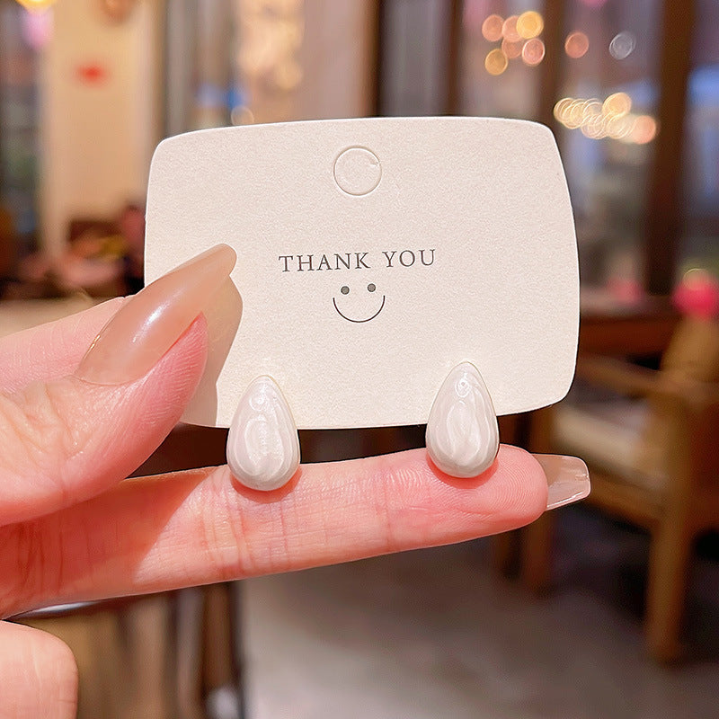 Sier Needle Fresh Dripping Oil Water Earrings