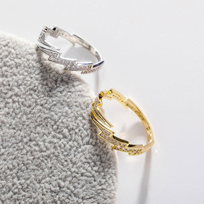 Women's & Men's Hop Diamond Lightning Open Niche Advanced Design Personalized Rings