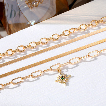 Women's Fashion Geometry Pattern Stars Snake Chain Necklaces