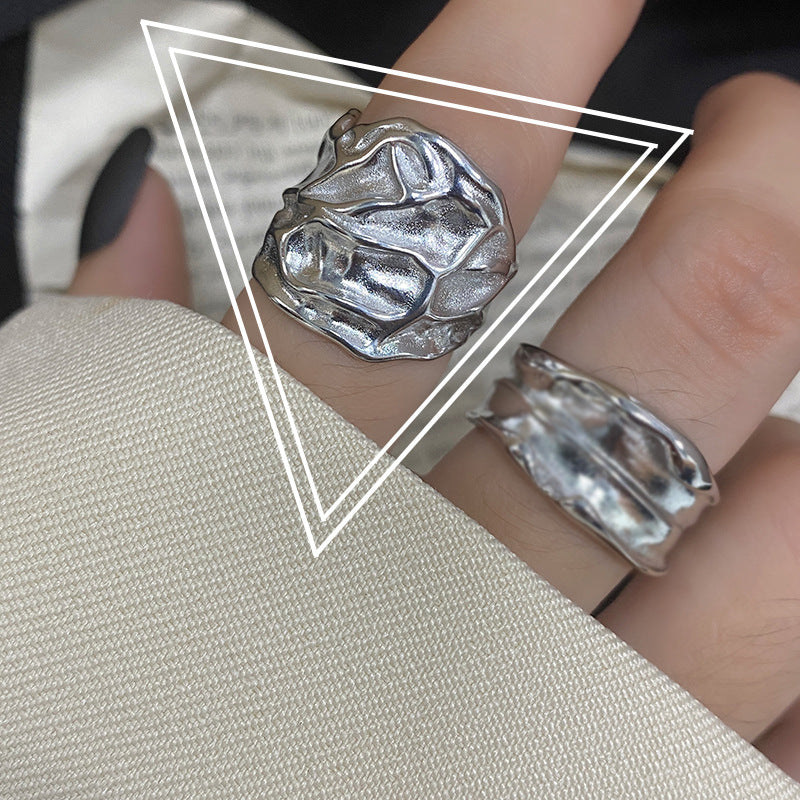 Pattern Female Simple Style Concave Disco Rings