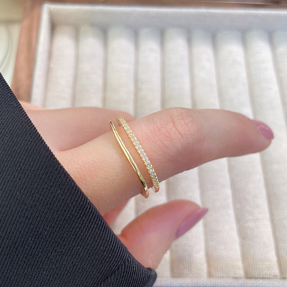 Women's Luxury Fashion Opening Zircon Adjustable Gold Rings