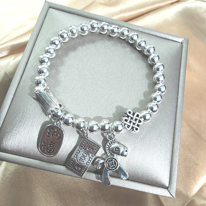 Women's Cat Crown Imitation Sliver Beads Retro Bracelets