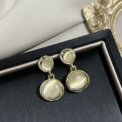 Needle French Opal Simple And Stylish Earrings