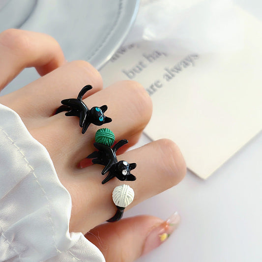 Kitty Female Fashion Niche Design Index Rings