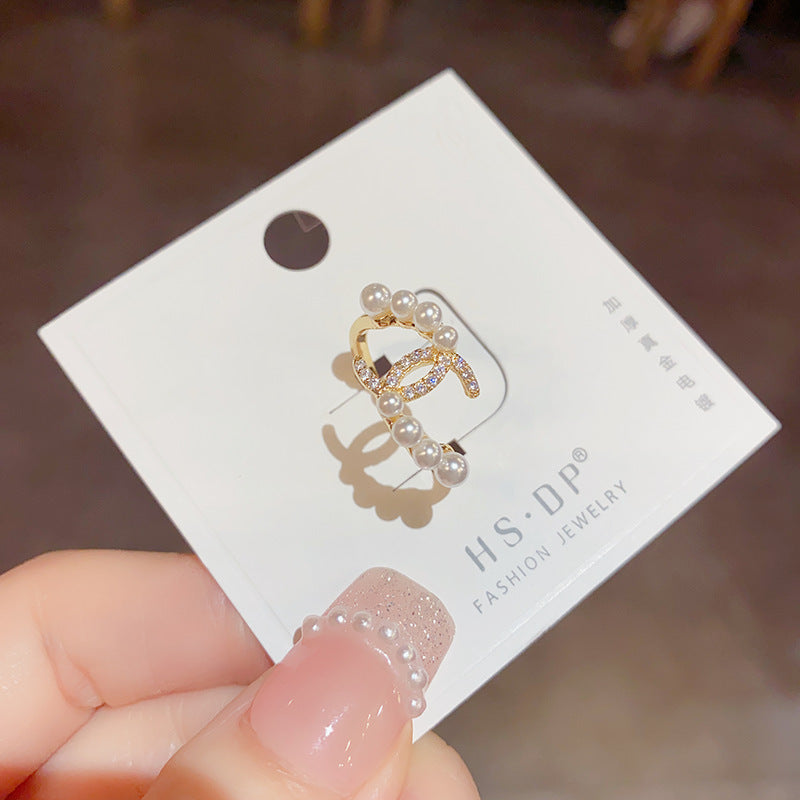 Style Pearl Zircon Double Personalized Niche Rings