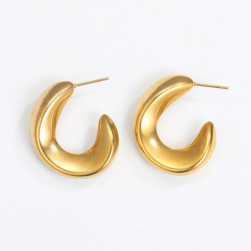 Steel Creative Geometric Letters Shaped Gold Earrings