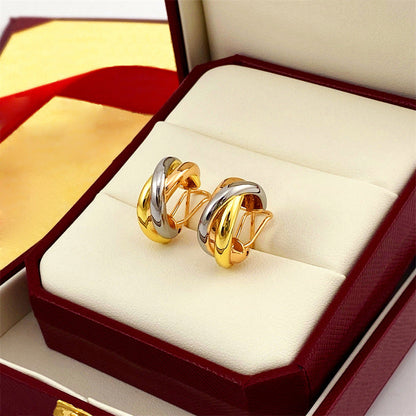 Women's Khaki Three Three-color Ear Twist Sier Earrings