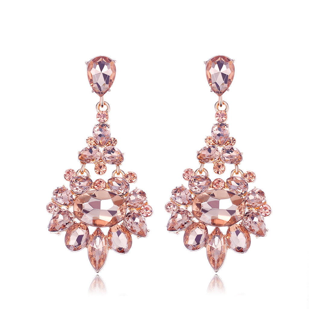 Atmospheric Fashion Popular Alloy Diamond Crystal Earrings