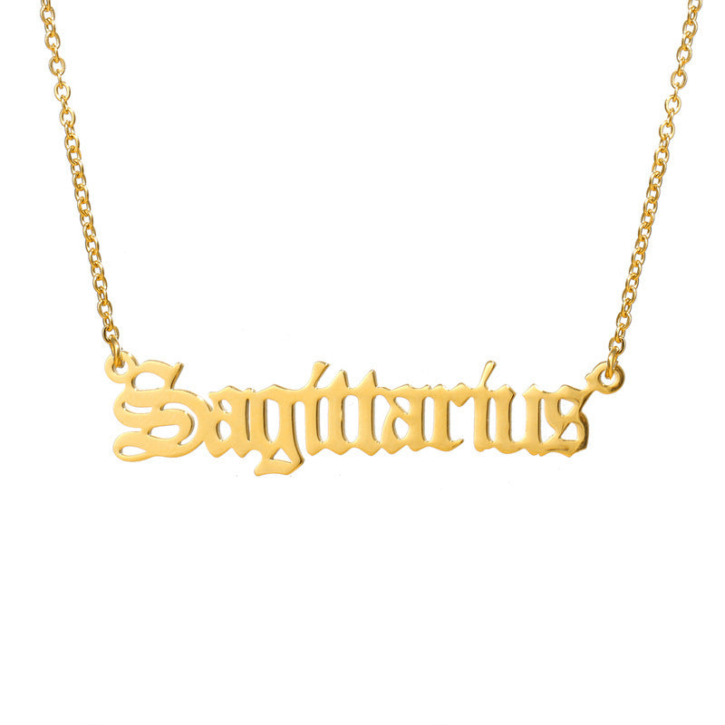 Women's Titanium Steel Ancient English Constellation Simple Necklaces