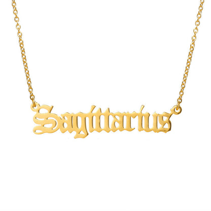 Women's Titanium Steel Ancient English Constellation Simple Necklaces