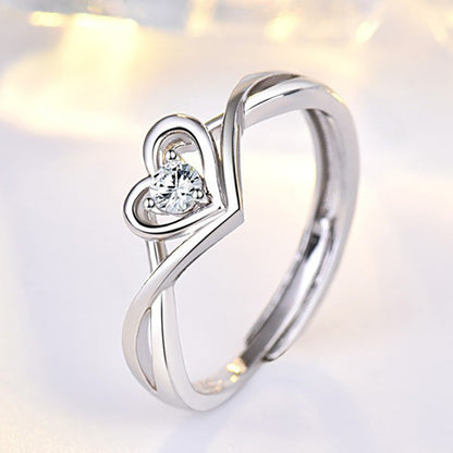 Fashion Diamond Trendy Heart-shaped Female Adjustable Rings