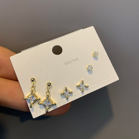 Popular Small Earings One Card Three Earrings