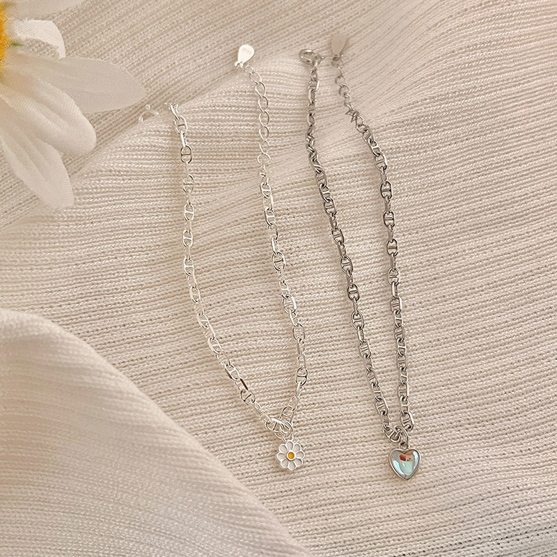 Women's Twin Pig Nose Daisy Moonstone Lovely Bracelets